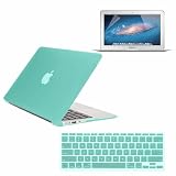 SmackTom 3 in 1 Rubberized Hard Case Skin for Macbook Air 11 inch with Protective Keyboard Cover With Anti-Glare Screen Protector-Ocean Green