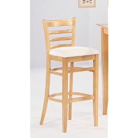 Maple Finish Wood Bar Stool/Stools with Cushion Seat (Set of 2)