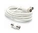 Media Price - Cable d'antenne coaxial blanc male / fem. 9,52 mm + adaptateur male / male 2 m