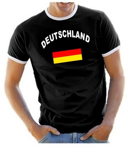 Coole-Fun-T-Shirts Herren T-Shirt Ringer, Schwarz, XL, 10888_Deutschland_HERI