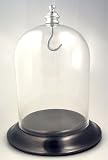 Pocket Watch Glass Display Dome with Satin Silver Chrome Base with Hook