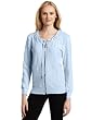 Dearfoams Womens Gather Neck Zip Pajama Top