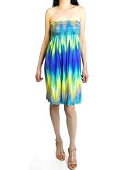 Strapless Shirred General Print Rayon Babydoll  Dress