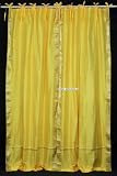 Yellow Tie Top / Ribbon Top Purple Silk Sari fabric Drapes, Panels, Curtains
