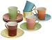 Yedi Houseware Classic Coffee and Tea Solid Espresso Cups and Saucers, Assorted Citrus/Gold, Set of 6