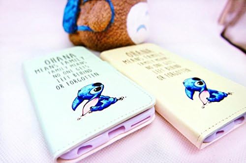Brown Lilo and Stitch Ohana Means Family - Printed Faux Cartoon PU Flip Wallet Leather Case Cover For Smart Mobile Phones (Samsung Galaxy S4 S IV Mini i9190 i9195 )