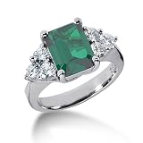 4 Ct Diamond Emerald Ring Engagement Emerald Cut Prong Fashion 14k White Gold