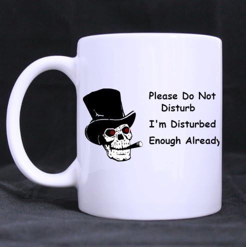 Cool Skull Pattern,Do Not Disturb,I'm Disturbed Enough Already Ceramic White Mug,Funny Quotes Mugs