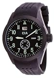 CIA Men's Black IP Stainless Steel Silicone Strap Military Spec Swiss Analog Watch