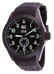 CIA Men's Black IP Stainless Steel Silicone Strap Military Spec Swiss Analog Watch