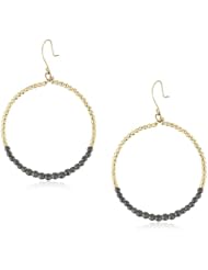 Mizuki 14k Large Hoop Earrings with Gold and Silver Faceted Beads