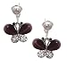 EMMIE Silver Amethyst Butterfly Clip On Earrings