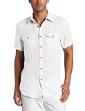 Kenneth Cole Men's Linen Solid Shirt, White, XX-Large
