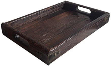 JPcraft Simply Espresso Brown Rectangle Wooden Serving Tray, 17 by 12-Inch