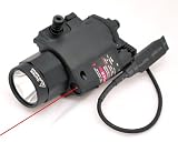 UTAC® RAS RIS Rail Mounted Tactical High output 200 Lumen LED Flashlight w/ Laser Sight, coiled remote pressure switch & Batteries installed