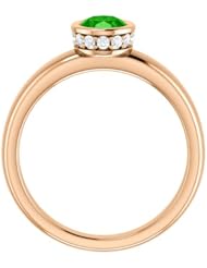 14K Rose Gold 7.00x5.00mm Oval Cut Tsavorite and Diamond Ring -- LIFETIME WARRANTY