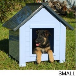 NewAgePet Small All Weather Insulated Dog House -Bunk House with Small Door, Blue/Grey, Small, for Pets Up To 25 Pounds