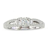 Split Band 1/2ct Diamond Engagement Ring in White Gold