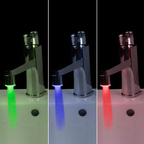 Docooler Mini Glow LED Water Stream Faucet Tap Temperature Sensor 3 Color