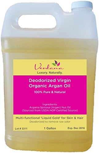 Bulk Argan Oil - Deodorized Virgin Organic - 1 Gallon - Odor Removed, Un-refined Moroccan Oil