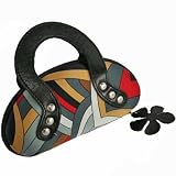 GEOMETRIC BLACK RED HANDBAG STYLE EYE SUNGLASSES CASE by