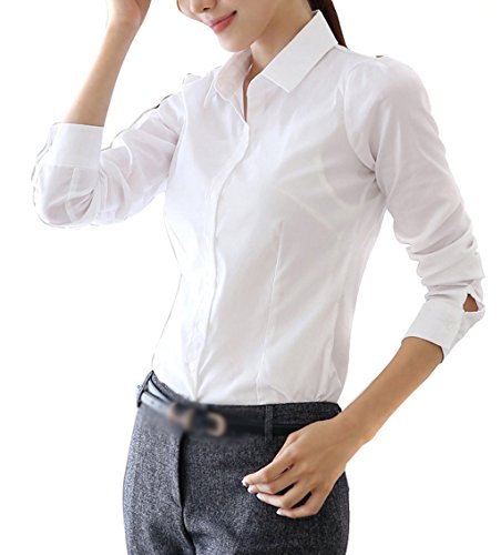 SiikWorld Women's Solid Color Slim Fit Shirts