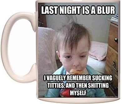Large White Coffee Cup 16oz Ceramic Mug Novelty Gift (Last Night Was a Blur)