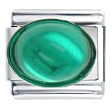 May Emerald Color Big Oval Birthstone Jewelry Italian Charm