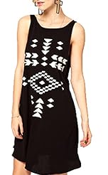 General Print Cotton Off the Shoulder Sleeveless  Dress