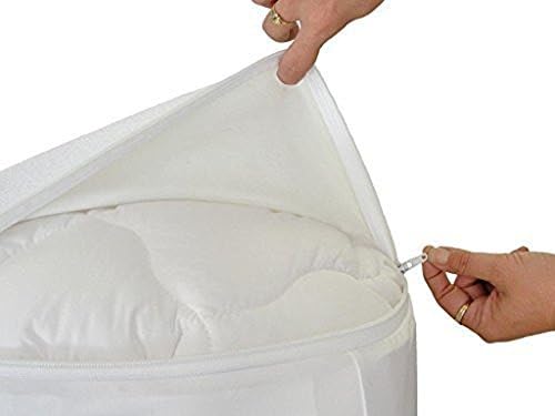 Linen Place Soft Cal-King Size (+21 Inch) Pocket Depth Mattress Guard Terry Cotton "Zipper Closer" 100% Waterproof Breathable Membrane SafeRest Premium Hypoallergenic Mattress Protector White Solid.