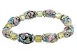 Bracelet - B194 - Faceted Glass Cube and Lampwork Style Beads - Stretch ~ Black, Pink and Yellow