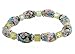 Bracelet - B194 - Faceted Glass Cube and Lampwork Style Beads - Stretch ~ Black, Pink and Yellow
