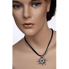Trachtenschmuck K95 schwarz Edelweiss Halskette Damen Dirndl Kette Trachten Dirndlschmuck