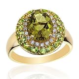 Roberta Z Olive Quartz, Peridot and Diamond Ring