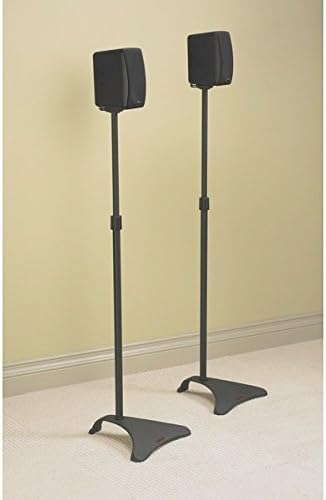 Black Metallic Adjustable Speaker Stand in Titanium (Set of 2)