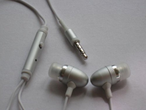 SNY Noise-Canceling Earphones with Microphone and Play/Stop Controller for Apple iPhone and iPhone 3G, Silver