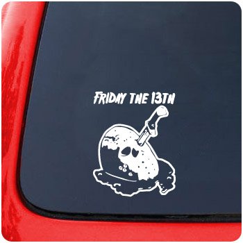Jason Voorhees Text and Mask with Knife Friday the 13th Decal Sticker Movie Halloween