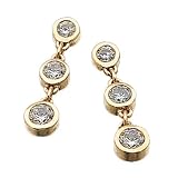 14K Yellow Gold Past, Present and Future Diamond Dangle Earrings