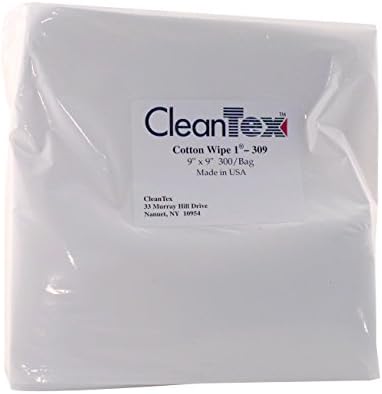 CleanTexCotton Wipe I, 9 x 9 Inches, Bag of 300 Wipes (CT309)