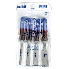 Great Neck 904 4-Piece Wood Tang Chisel Set by Great Neck Saw