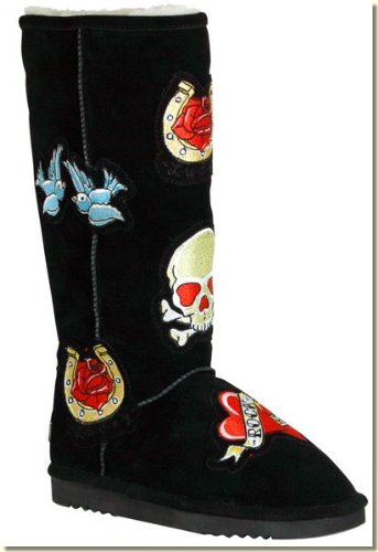Chooka Womens Black Tattoo Sheepskin Boot