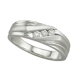 3 Diamond Channel Set Band 1/5 ct. in 14K White Gold with Sand Gold Finish