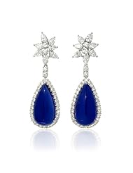 Diamond and Tanzanite 18k White Gold Dangle Earrings