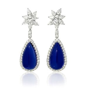 Diamond and Tanzanite 18k White Gold Dangle Earrings
