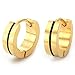 Beautiful Men's Stainless Steel Hoop Earrings Jewelry (Gold & Black)