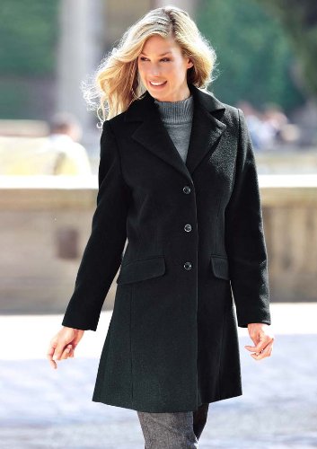 Mode Mix Damen-Mantel Wollmantel schwarz in Größe 36 Polyester Schwarz