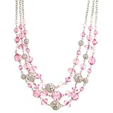 Think Pink Triple Strand Beaded Necklace