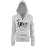 NCAA Connecticut Huskies (UConn) Women's White Rugby Distressed Deep V-neck Hoody Sweatshirt