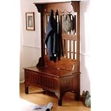 Storage Bench with Coat Rack - Cherry
