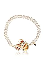 Silver Luxe Pulsera Trio Of Pearl And Topaz